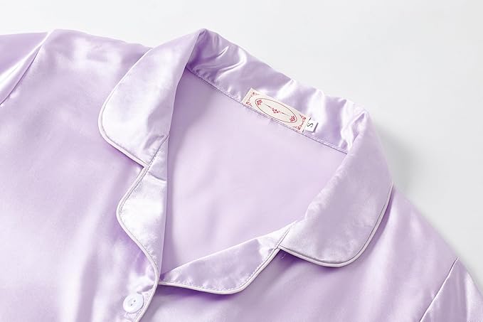 Hupohoi Unisex Girls Boys Kids Pajama Sets Button Down Satin Sleepwear Nighty 3PCS Silky Lounge Sets Nightwear