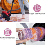 Area Rug 5x7 Washable Rugs Modern Abstract Area Rug Soft Non-Slip Non-Shedding Faux Wool Stain Resistant Floor Carpets for Living Room Bedroom Dining Room Kids Room Home Office (Purple, Multi)