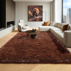 ONASAR Brown Rugs for Living Room Bedroom, 5x8 Fluffy Bedside Area Rug, Soft Plush Shaggy Indoor Floor Carpet for Nursery Kids Girls Boys Teen Dorm Home Office Decor Aesthetic