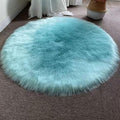 Lifup Soft Round Shaggy Rug, Faux Fur Area Rug, Fluffy Plush Carpets Circle Rugs for Living Room Fuzzy Rugs for Bedroom Under Dining Table Home Office Decor Blue 2 2.6x2.6 Feet