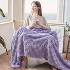 NEWCOSPLAY Super Soft Queen Blanket Lavender Premium Silky Flannel Fleece 3D Checkered Lightweight Bed Blanket All Season Use (Lavender Checkered, Queen(90"x90"))