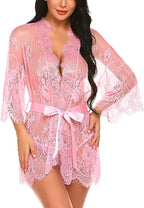 Avidlove Women's Lace Kimono Robe Babydoll Lingerie Mesh Nightgown S-5XL
