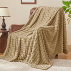 BEDELITE Camel Throw Blanket for Couch and Bed- Super Soft and Warm 3D Checkered Fluffy Fuzzy Fleece Blanket, Luxurious Plush Cozy Blanket for Room Decor Spring, 50x60 inches