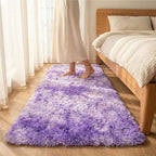 duduta Purple Plush Runner Rugs for Bedroom 2x6 ft, Tie Dye Fluffy Shag Rug for Dorm Nursery Bedside, Machine Washable Non Slip