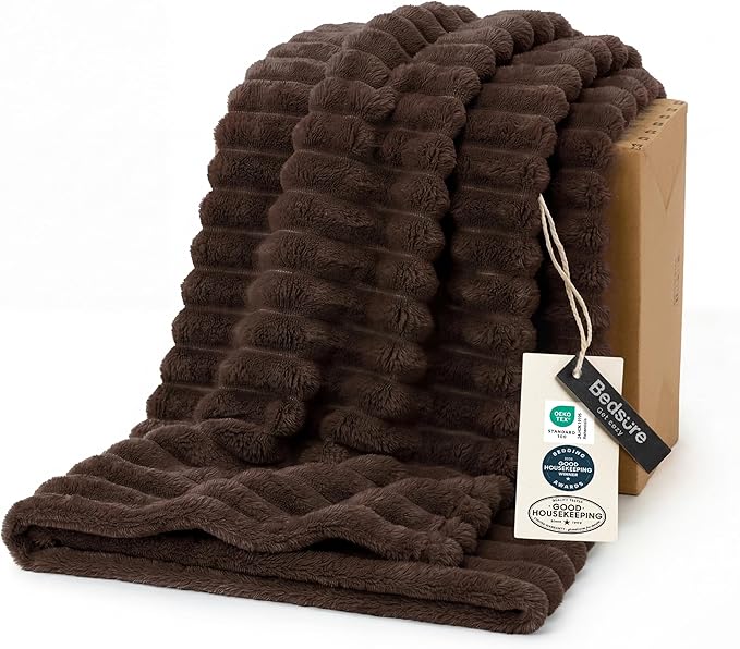 Bedsure GentleSoft Dark Chocolate Fleece Blanket for Couch - Cozy Soft Blankets for Women, Cute Small Throws for Girls, 60x80 Inches