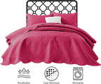 IR Imperial Rooms Queen Quilt Bedding Set (90" x 96") - Bulk Pack of 10 Wholesale for Hotels, Guest Bedroom & Airbnbs - Lightweight Microfiber Reversible Embossed Quilts Bedspreads (Pink)