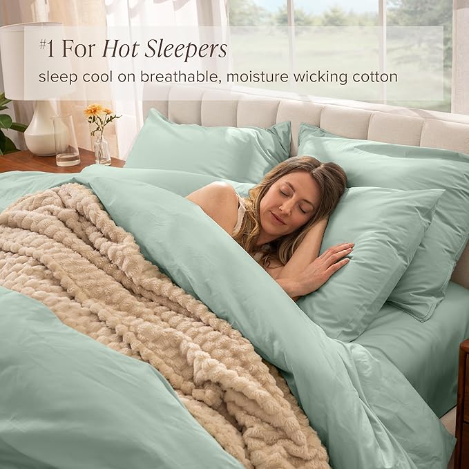Bare Home 100% Organic Cotton Full Duvet Cover Set - Crisp Percale Weave - Lightweight & Breathable - Cooling Duvet Cover Set (Full, Willow)