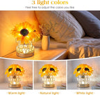 AMWGIMI Sunflowers Flower Lamp,Rechargeable Cordless Touch Table Lamp,3-Colour Infinitely Dimming Small Night Light,Festival Restaurant Bedroom Bar Coffee Shop Birthday Gifts for Women Mom