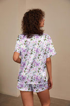 Ekouaer Silk Pajama for Women Short Sleeve Satin Pj Set Two Piece Soft Sleepwear Loungewear, S-XXL