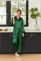 Ekouaer Silk Pajamas for Women Long Sleeve Satin Pajama Set Silky Pj Sets 2 Piece Button Down Loungewear Sleepwear