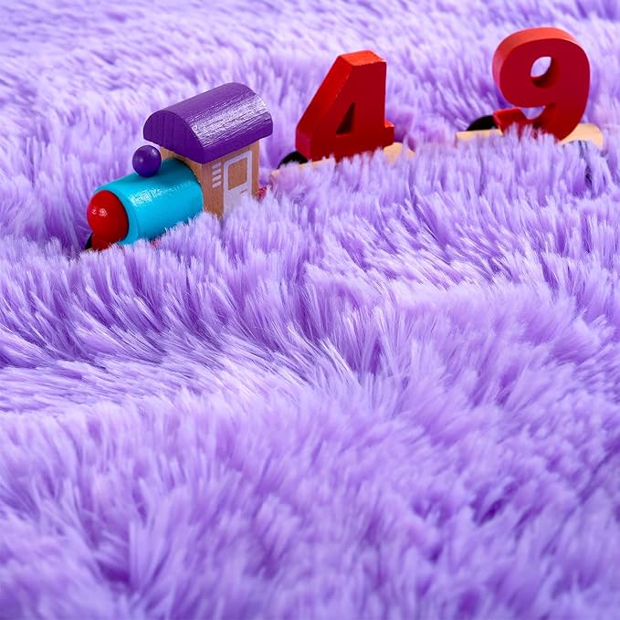 Noahas Fluffy Purple Rugs for Bedroom Girls,Door Mat Indoor Entrance,2x3 Shaggy Small Non-Slip Entryway Entry Area Rugs,Soft Plush Bedside Throw Kids Carpet Home Decor