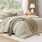WRENSONGE Twin/Twin XL Comforter Set for Girls Boys Teens, 1 Light Oatmeal Comforter & 1 Pillow Sham, Soft Lightweight Kids Comforter Sets for All Seasons Dorm Bedding
