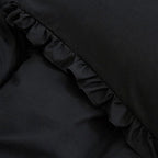 CLOTHKNOW Black Ruffle California King Comforter Set 3Pcs Bedding Comforter Sets Farmhouse Shabby Chic Comforter with 2 x Pillow Cases