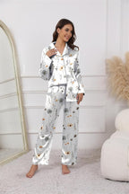 Ekouaer Pajamas For Women Set Silk Pjs 2 Piece Satin Sleepwear Long Sleeve Button Down Lounge Sets With Pant