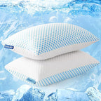 EASELAND Firm Pillows Shredded Memory Foam with Adjustable Fill - Standard Size Set of 2, Removable Cooling Cover for Hot Sleepers, Cool Bed Pillow for Side Back Stomach Sleepers