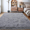 KING DARE Grey Fluffy Rug 5x7, Washable Plush Fuzzy Shaggy Non-Slip Soft Carpet for Bedroom Living Room Dorm Playroom Kids Room, Modern Home Decor Aesthetic