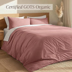 Bare Home 100% Organic Cotton California King Duvet Cover Set - Crisp Percale Weave - Lightweight & Breathable - Cooling Duvet Cover Set (Cal King, Dusty Rose)