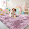 OLANLY Area Rugs for Living Room Bedroom, Machine Washable 4x5.9 Feet Soft Fluffy Shaggy Bedside Rug, Indoor Floor Carpet for Kids Girls and Boys, Dorms, Home Decor Aesthetic, Dusty Pink Tie-dye