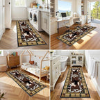 Cowprint Western Runner Rug,3x10ft,Bohemian Moroccan Geometric Runner Rug,Rustic Cabin Decor Southwest Rugs,Soft Non-Slip Long Hallway Rugs, for Bedroom Kitchen Laundry Entryway Floor Mat