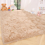 ISEAU Fluffy Rug Carpets Soft Shaggy Area Rugs Indoor Floor Mats for Kids Room Fuzzy Carpet Comfy Cute Nursery Mat Bedside Rug for Boys Girls Bedroom Living Room Home Decor, 3ft x 5ft,Camel