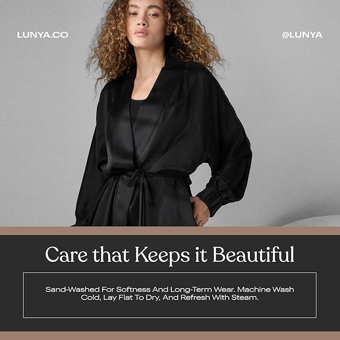 Lunya Washable Silk Robes for Women – Lightweight Short Robes with Pockets, Removable Belt & Interior Tie – Multiple Colors
