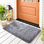 Noahas Door Mat Indoor Entrance,2x3 Shaggy Small Grey Area Rugs for Entryway,Non-Slip Fluffy Entry Bedroom Rug,Soft Plush Bedside Throw Kids Carpet