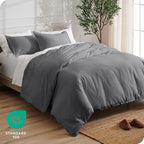 Bare Home Bedding Duvet Cover Oversized Queen Size - Premium 1800 Super Soft Collection - Lightweight, Cooling Duvet Cover - Soft Breathable Bedding (Oversized Queen, Grey)