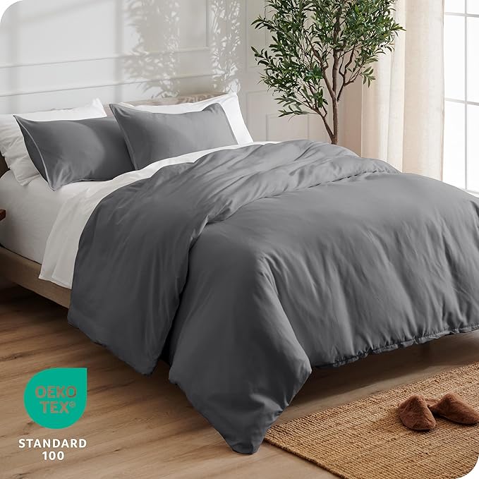 Bare Home Bedding Duvet Cover Extra Long Size - Premium 1800 Super Soft Collection - Lightweight, Cooling Duvet Cover - Soft Breathable Bedding (Twin/Twin XL, Grey)