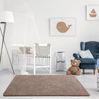 Keeko Soft Rugs for Bedroom, 3x5 Living Room Area Rug Washable Memory Foam Small Entryway Throw Rugs Low Pile Minimalist Non Slip Bedside Rug Carpet for Kids Nursery Dorm Room Decor Brown
