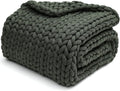 YnM Weighted Blanket, Handmade Chunky Knitted Design, Soft and Cozy, Temperature Regulating and Breathable, Machine Washable Throw for Sleep or Home Decor (Forest Green, 50x60 Inch, 10lbs)