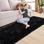 Noahas Black Runner Rug for Hallway,2'x6' Long Area Rugs for Bedroom Living Room,Non Slip Thick Shag Floor Carpet for Entryway Kitchen Dorm Nursery Bedside Kids Room