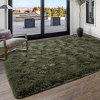 Softlife Ultra Soft Fluffy Area Rugs for Bedroom, Girls and Boys Room Kids Room Nursery Rug, 6 x 9 Feet Shaggy Large Fur Indoor Plush Modern Floor Carpet for Living Room Christmas Decor, Olive Green