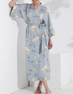 Aensso Long Soft Lightweight Silky Kimonos Robes for Women, Luxury Japanese Floral Womens Kimono Robe