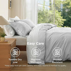 Bedsure Duvet Cover California King Size - Soft Double Brushed Bedding Set for Kids & Adults, Zipper Closure, 3 Pieces, Includes 1 Duvet Cover (104"x98") & 2 Pillow Shams, NO Comforter, Silver Grey