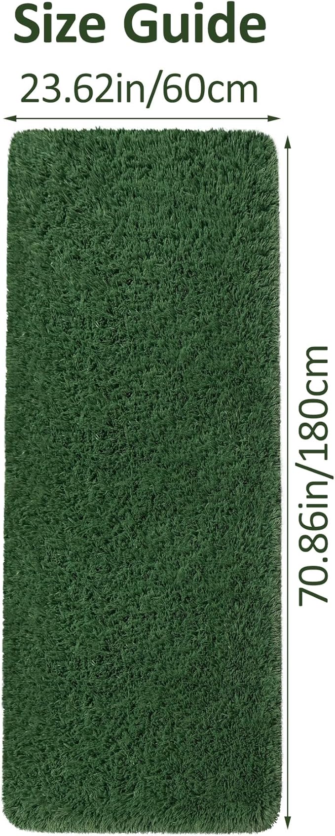 Runner Rug for Bedroom 2x6 Green Fluffy Shaggy Rug Soft Plush Fuzzy Area Rug Bedside Runners for Hallway Kids Nursery Dorm Playroom Living Room with Non Slip Modern Indoor Decor Carpet