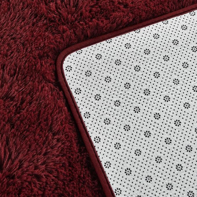 Deerhoo Large Shag Area Rugs 5 x 8, Plush Fuzzy Rugs for Living Room, Ultra Soft Fluffy Furry Rug for Bedroom, Indoor Carpet Nursery Rugs for Kids Room Home Decor, Burgundy