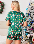 Ekouaer Silk Pajama for Women Short Sleeve Satin Pj Set Two Piece Soft Sleepwear Loungewear, S-XXL
