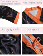 Aensso Long Soft Lightweight Silky Kimonos Robes for Women, Luxury Japanese Floral Womens Kimono Robe