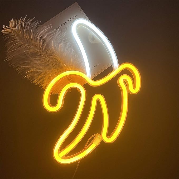 ENUOLI Banana Neon Signs,Banana Neon Light 11.4"x7.9" inch LED Neon Lights for Wall Decor,USB/Battery Powered Night Lamps Light Up Signs for Christmas,Birthday Party, Kids Living Room,Home Decor