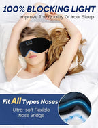 Sleep Mask with Bluetooth Headphones, 3D Adjustable Blackout Sleep Mask Headphones, Sleeping Headphones with Ultra-Thin Stereo Speakers for Meditation,Office,Travel