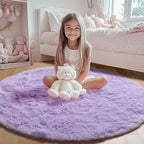 ONASAR Light Purple Round Rugs 6ft for Living Room Bedroom, Fluffy Circle Area Rug for Kids Girls Boys Teen, Soft Plush Shaggy Carpet for Nursery Dorm Classroom Playroom Home Decor Aesthetic