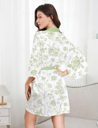 EPLAZA Silk Robes for Women Satin Robe Short Sexy Print Flower Kimono Loungewear Wedding Bridal Party