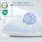 UYWO Cooling Firm Bed Pillows Set of 2, Shredded Memory Foam Pillows for Sleeping Luxury Gel Pillows for Side Back Stomach Sleepers with Removable Washable Cover(Blue, King(U.S. Standard))