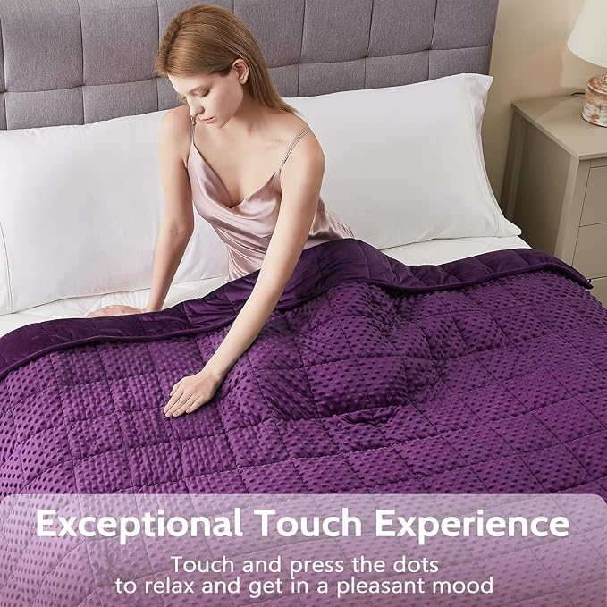 L'AGRATY Weighted Blanket - 36"x48" 5lbs Minky Dots Heavy Blanket with Glass Beads Soft Breathable for All-Season Summer Fall Winter Thick Comfort for Sleeping