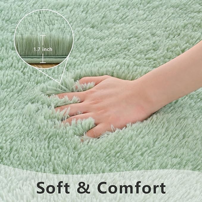 Sage Green Area Rugs 5x8 Feet Rug for Bedroom Living Room, Cute Indoor Shaggy Carpets, Plush Soft Rug for Kids Room, Fluffy Rugs for Girls Boys Nursery Room Home Decor