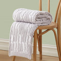 Aormenzy Cable Knit Throw Blankets 60 x 80 Inches, Soft Cozy and Lightweight Knitted Blanket, Machine Washable Acrylic Blanket, Decorative Throw Blanket for Couch Sofa Bed, Light Grey Purple