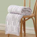 Aormenzy Cable Knit Throw Blankets 50 x 60 Inches, Soft Cozy and Lightweight Knitted Blanket, Machine Washable Acrylic Blanket, Decorative Throw Blanket for Couch Sofa Bed, Light Purple Grey