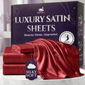 SLEEP SANCTUARY Satin Sheets Twin Size – 3 Piece Luxury Silky Bed Set, Softer Than Silk, 15" Deep Pocket, Cooling & Wrinkle-Free, Moisture-Wicking & Breathable for Hair & Skin (Red)