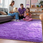 Purple Area Rugs for Bedroom Living Room, 5x7 Soft Fluffy Fuzzy Shag Plush Furry Carpet, Large Indoor Floor Mat for Kids Nursery Home Dorm Office Decor Aesthetic