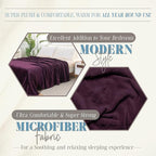 Elegant Comfort Luxury Velvety Feel Blanket, All-Season Lightweight Blanket, Ultra Plush, Soft, Cozy-Fuzzy Flannel Fleece for Couch, Sofa, Bed, Travel, Solid Design, Twin/Twin XL, Purple